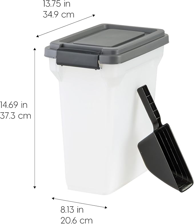 IRIS USA Dog Food Storage Container, Airtight Lid, 2-Cup Scoop, Versatile Pet