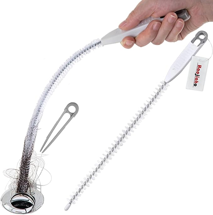 Upgraded Sink Drain Overflow Cleaning Brush, 23.6" Sewer Drain Brush, Bendable