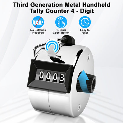 Decymis 2 Pack Clicker Counter, Metal Hand Tally Counter Clicker, 4 Digit Mechanical Palm Click Counter for Counting Numbers, Coaching, Sports Events Count