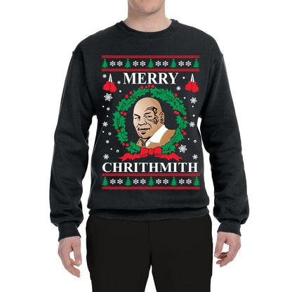 Wild Bobby Merry Chrithmith Ugly Christmas Sweater Unisex Crewneck Graphic Sweatshirt, Black, X-Large