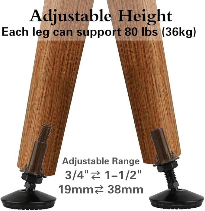 4 Set M10 Swivel Adjustable Leveling Feet, Heavy Duty Height Adjuster Furniture