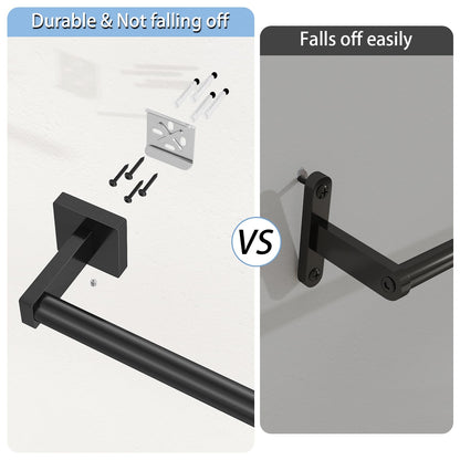 MKO Towel Bar for Bathroom, 24" Hand Towel Holder Rod with Metal, Black Towel Racks for Bathroom Hanger Wall Mounted for Home Essentials, 2 Pack
