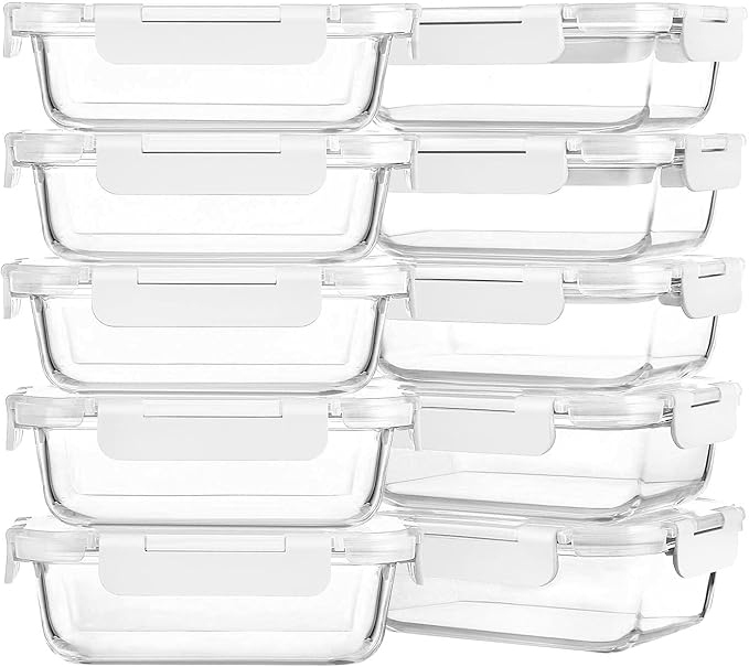 M MCIRCO 10-Pack 22 Oz Glass Meal Prep Containers