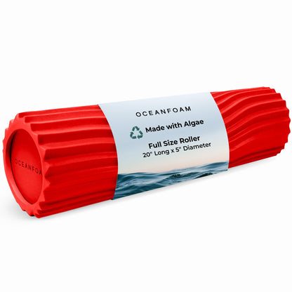 Oceanfoam Tidal Roller - Black Marbled - Muscle Massage Foam Roller for Back Pain & Stretching - Firm and Ergonomic Wide Wave Textured - Yoga, Athletics, & Wellness - Full Size, 20" x 5"