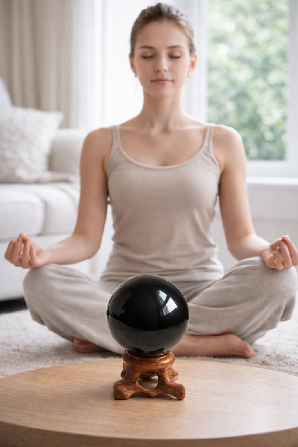 Mina Heal Genuine Obsidian Crystal Sphere for Meditation, Divination, and Feng Shui – Black Crystal Ball for Scrying and Healing
