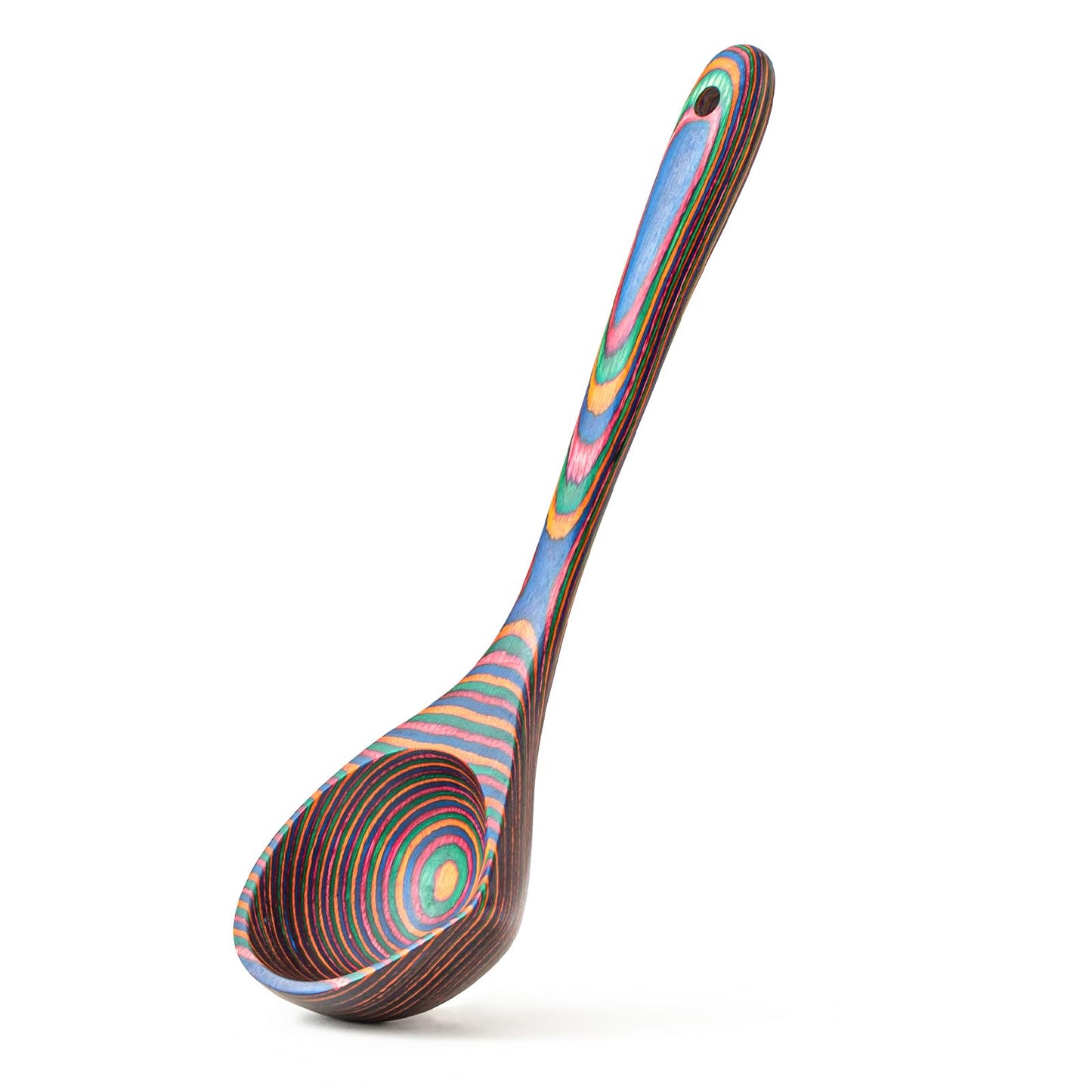 Gudamaye Pakkawood Rainbow Deep Soup Ladle with Spout, 9.6 inch Big Soup Ladle for Cooking