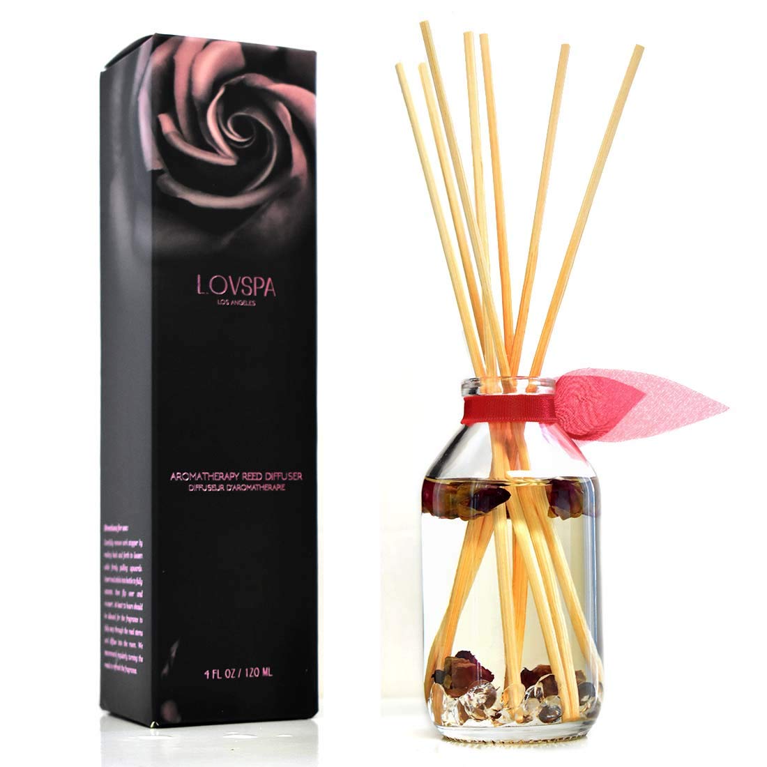 LOVSPA Reed Diffuser Set, Smoked Vanilla Scented Oil Diffuser with Sticks, Home Fragrance Accessories for Bathroom Shelf Decor, Aroma Diffusers for Home or Office Fall Decor, USA Made