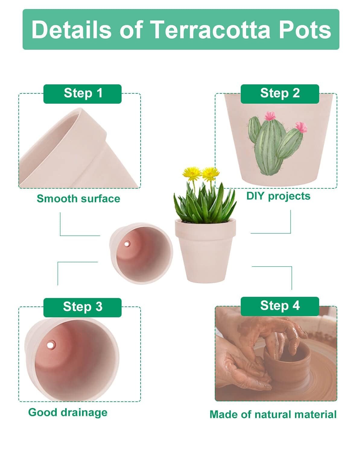 vensovo 3 Inch Pink Terra Cotta & Terracotta Pots with Drainage - 20 Pack Clay Flowerpots, Succulent Nursery Planter Great for Plants, Crafts, Wedding Favor