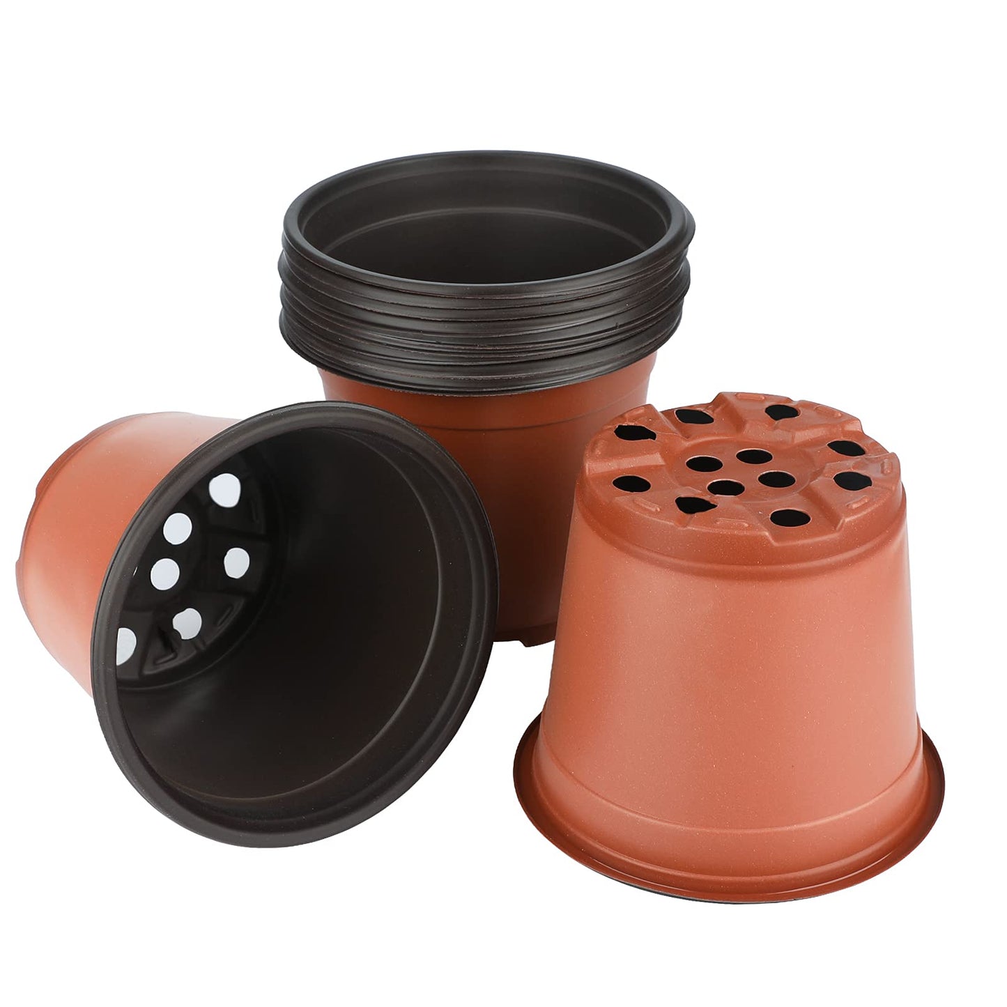 KINGLAKE 100 Pcs 6" Plastic Plants Nursery Pot/Pots Seedlings Flower Plant Container Seed Starting Pots