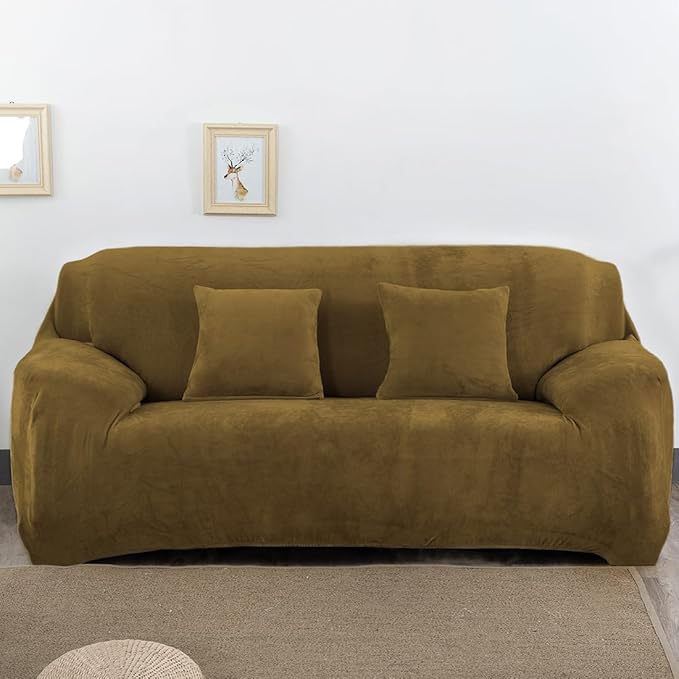 vctops 1-Piece Velvet Plush Stretch Loveseat Sofa Slipcover