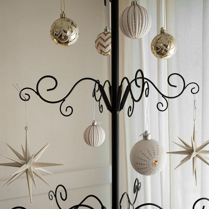 Barton 6.4ft Christmas Metal Ornament Tree Stand - Features Hooks for Ornaments Small Craft Items Wrought Iron Ornament Display Easy Assembly, Black