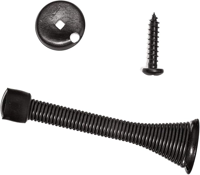 KISEER 16 Pack Spring Door Stops 3 1/4 Inch Flexible Heavy Duty Spring Door Stopper with RustProof Screw Rubber Bumper Tips (Black)