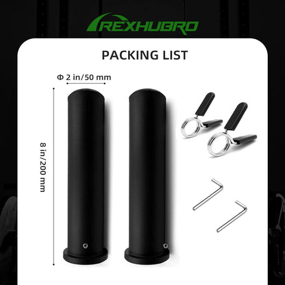 Rexhubro Olympic Adapter Sleeve 8"(2 PCS),Converts 1" Standard Weight Plate Posts to 2" Olympic Weight Plate Posts,Heavy Duty Nylon and Removable end Cap (8 inch)