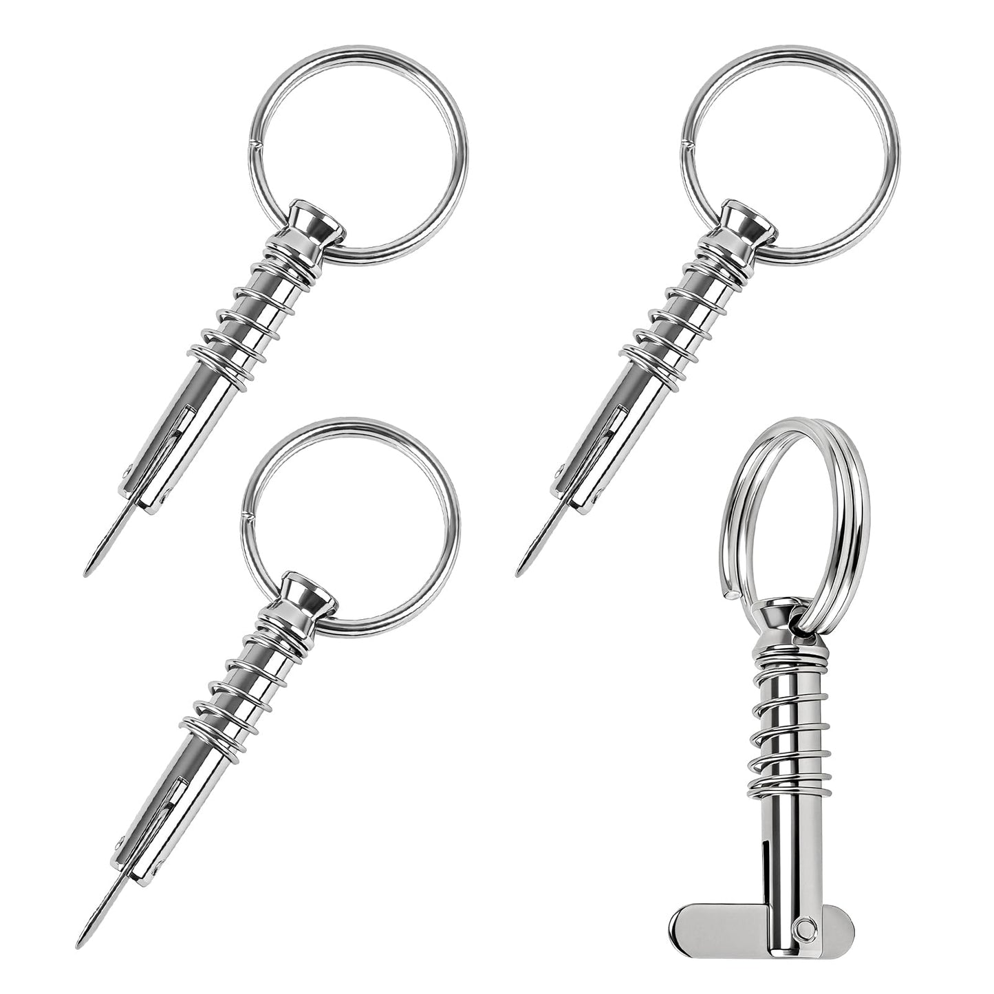 Pyntrax 4-Pack Quick Release Pins (1/4” Diameter) with Drop Cam & Spring - 0.86” Usable Length, Full 316 Stainless Steel Marine Hardware for Bimini Top, Boat & Pontoon