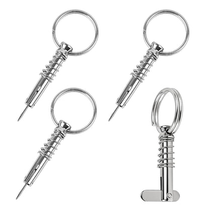 Pyntrax 4-Pack Quick Release Pins (1/4” Diameter) with Drop Cam & Spring - 0.86” Usable Length, Full 316 Stainless Steel Marine Hardware for Bimini Top, Boat & Pontoon