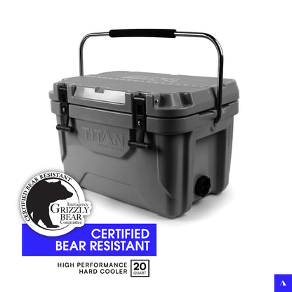 Titan Hard Ice Chest Cooler with Microban Protection - 20 Quarts (30 Can) Arctic Zone Cooler with Deep Freeze Insulation - Gray
