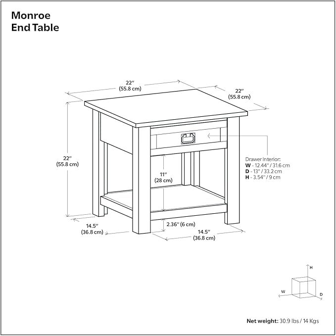 SIMPLIHOME Monroe End Table