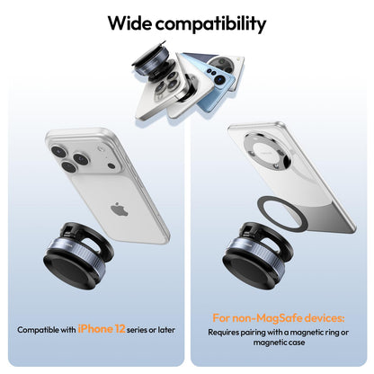 ULANZI Vacuum Suction Cup Phone Mount, 360° Rotatable Magnetic Phone Holder with Adhesive Pad, ≥14N Magnet for Car Kitchen Gym, Car Truck Accessories for iPhone 17 16 Vehicle Mounts