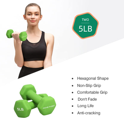 Dumbbell Hand Weight Pairs – Neoprene Dumbbell Exercise & Fitness For Home Gym Equipment and Adjustable Dumbbell Sets–Non-Slip, Color Coded Hex Shaped Free Weights For Women,Men 2LB 3LB 5LB 8LB 10LB Pounds