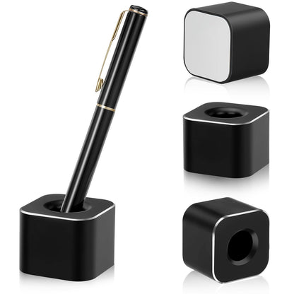 Chinco 2 Pieces Single Pen Holder Metal Pen Stand Square Base Aluminum Student Desk Organizer for Desk Desktop Toothbrush Stand Holder Display for Home Office Students Teachers