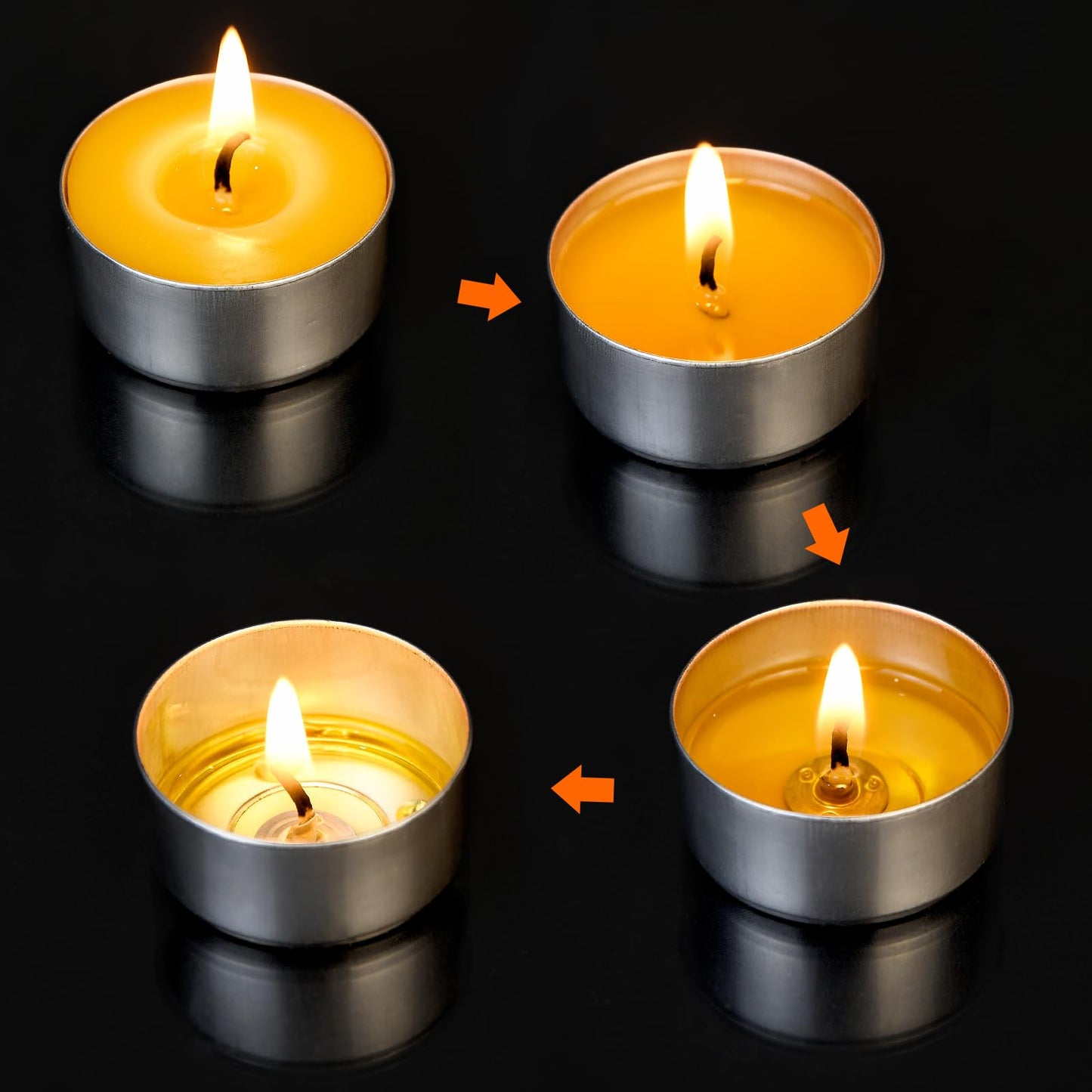 50-Pack Handmade Pure Beeswax Tealight Candles, Aluminum Cups, 4-5H Burn