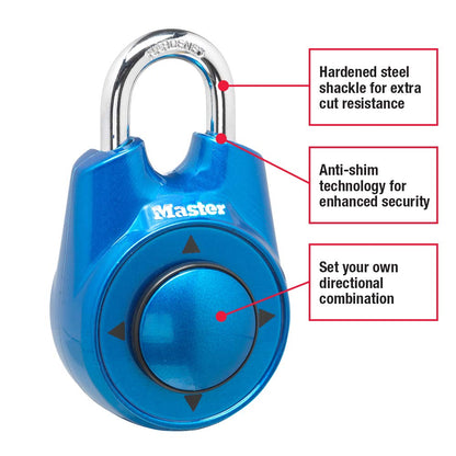 Master Lock Directional Combination Lock, Set Your Own Directional Lock, Combination Lock for Gym and School Lockers, 1500iD