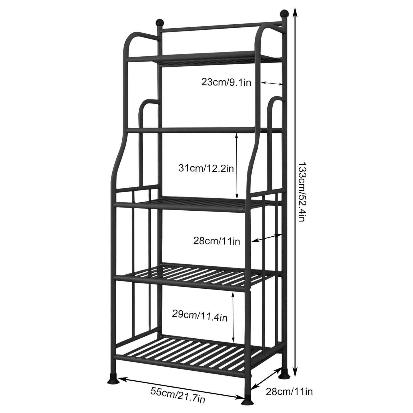 TIE-DailyNec 5 Tier Metal Plant Stand Iron Flower Pots Holder Storage Shelf, Planter Display Rack Indoor and Outdoor Multiple Shoe Organizer for Garden Balcony Living Room Kitchen Bathroom (Black)