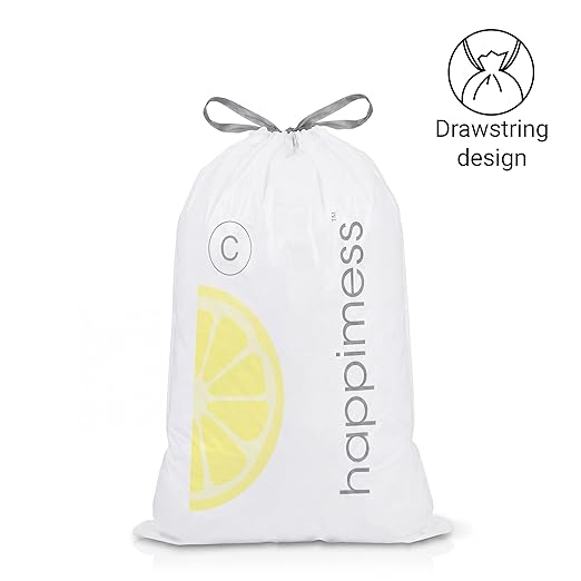 happimess 13.2 Gallon Drawstring Trash Bags, Lemon Scent, Heavy Duty MDPE Liners