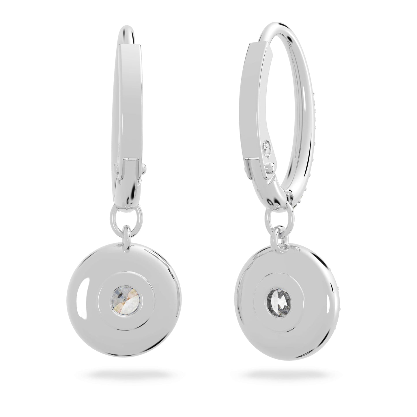 Swarovski Una Angelic Drop Pierced Earrings with Clear Crystals on a Rhodium Plated Setting with Hinge Closure