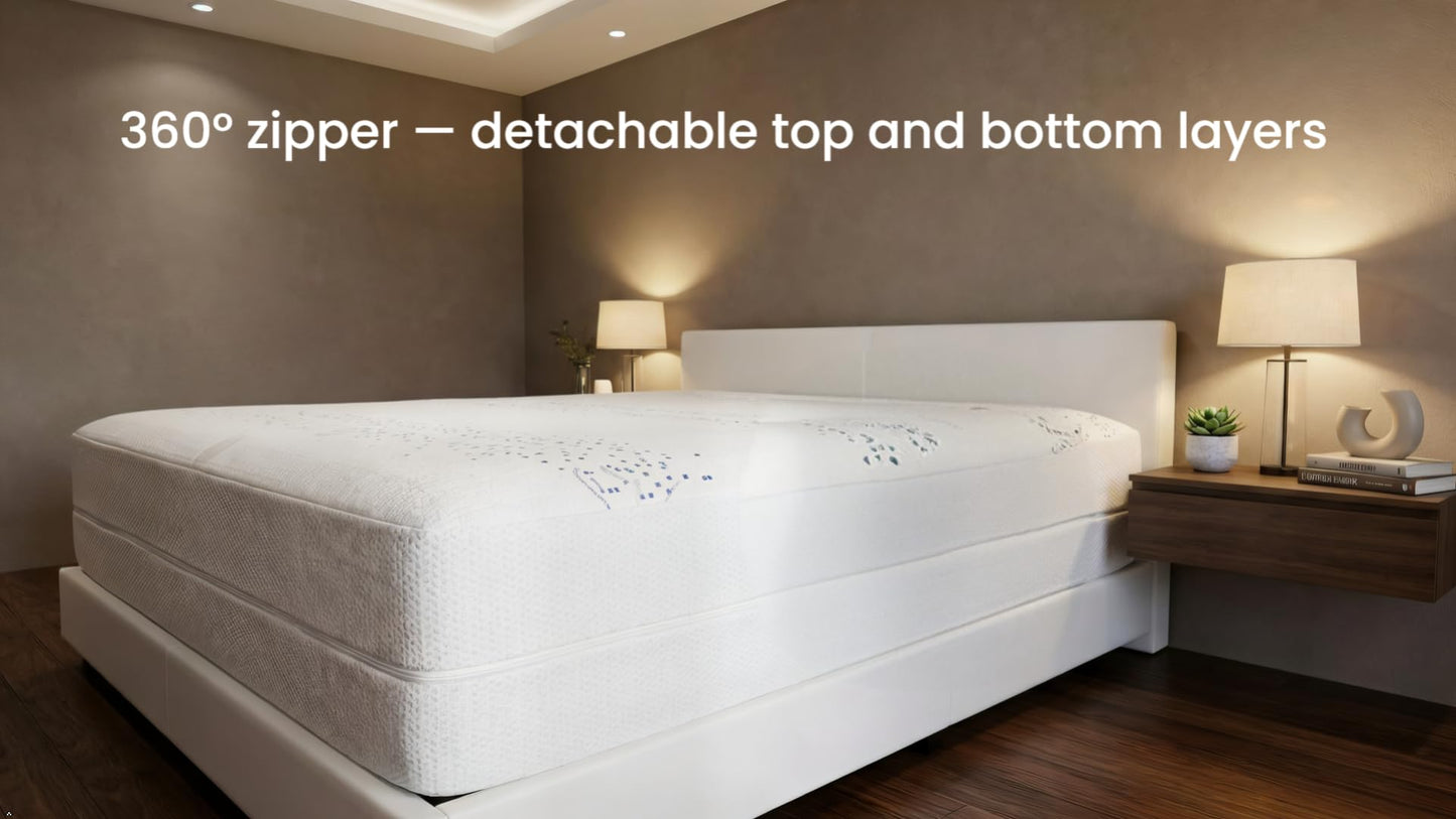 Zippered Mattress Encasement, Mattress Cover Protector, Breathable Waterproof Bed Sheet Alternative, Skin?Friendly Knit Deep Pocket Sheet Cover-ZIVZIV (Depth 6''-7'', California King 72"×84")