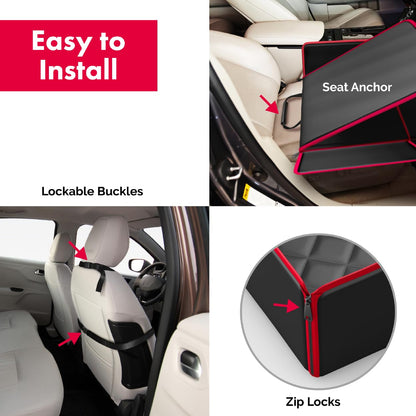 Dog Car Seats With 2-In-1 Car Dog Seat Cover - Robust Waterproof Padded Design Dog Booster Car Seat For Small Medium Sized Dogs, Dog Car Carrier With Pet Safety Belt, Nonslip Travel Puppy Car Seat Bed