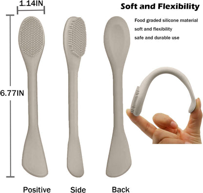 Facial Cleansing Brush, 2 in 1 Silicone Face Mask Brush & Face Scrubber, For Exfoliating, Massaging, Remove Blackheads, Makeup Skincare Removal, Applicator for Mud, Clay, Body Lotion, DIY Mask
