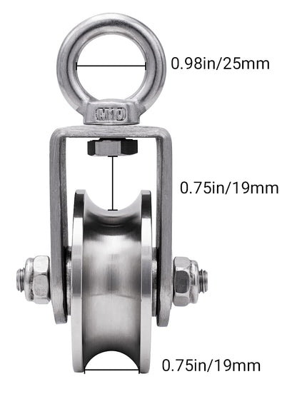 SHINICO Cable Pulley Wheel, Swivel Pulley Block, Stainless Steel, Bearing Inside, Heavy Duty, Loading 1760lb