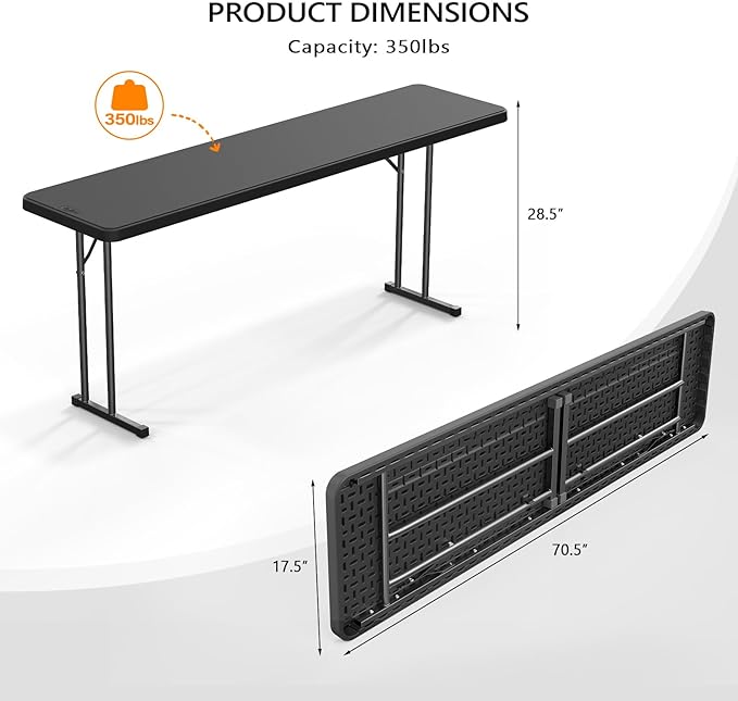 VINGLI 6 FT Narrow Folding Table, Home Work