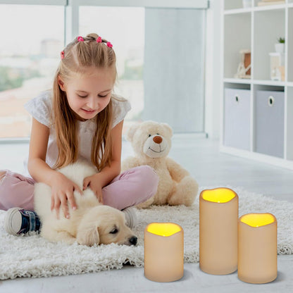 Artmarry Flameless Candles 4" 5" 6" Set of 6 Ivory Waterproof Pillars 3" Diameter Battery Operated Flickering Candles Include 10-Key Remote Timer Function 400+ Hours by 2 AA Batteries (6 Pack)