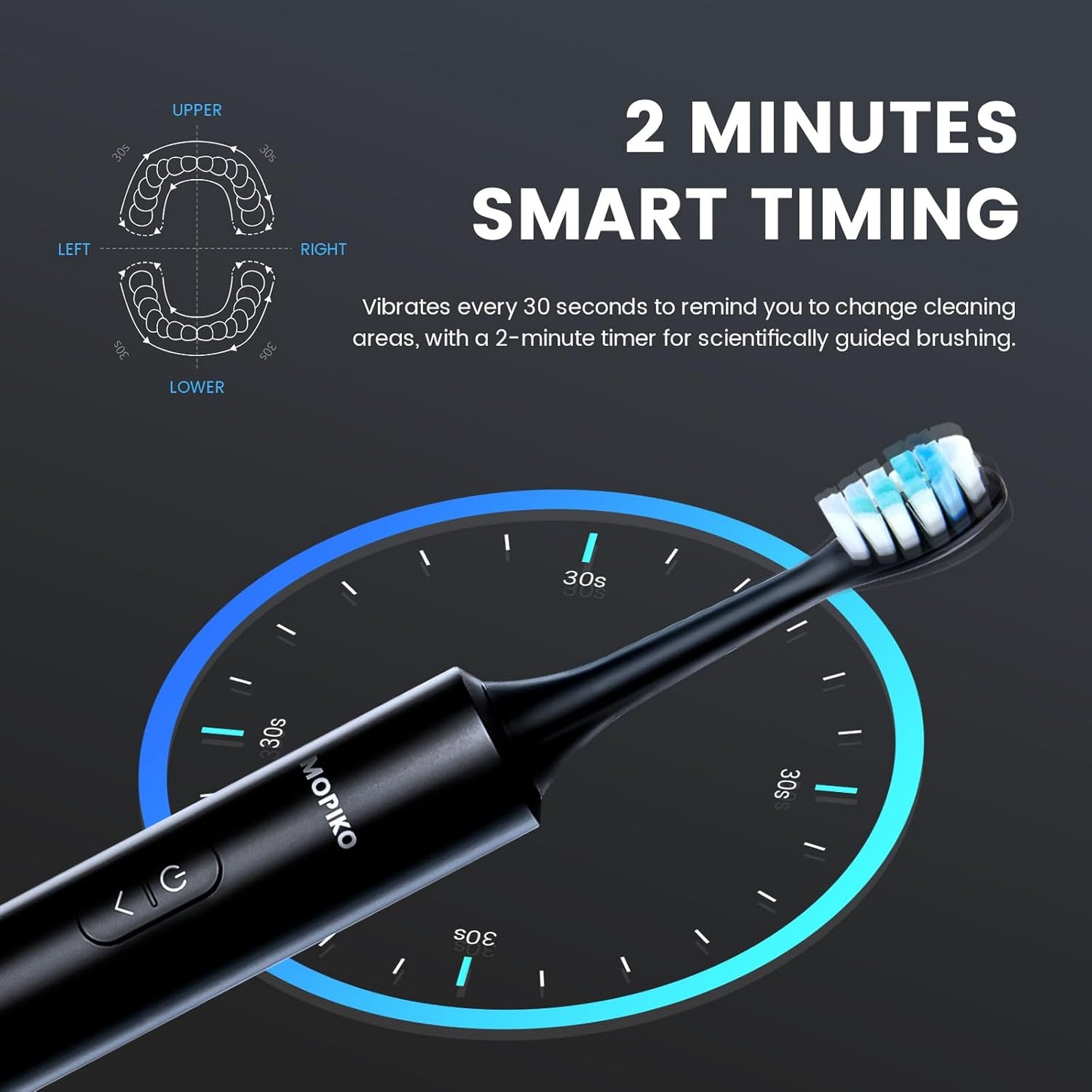 Sonic Electric Toothbrush for Adults - Rechargeable Black Electric Toothbrush with 8 Brush Heads 5 Modes Sonic Power Toothbrush with Travel Cover