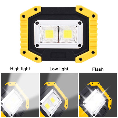 Trongle LED Rechargeable Work Lights, 30W Floodlight Battery Security Light with 3 Modes Outdoor COB Floodlight Camping Lights with USB Waterproof for Yard, Garage, Fishing, Hiking(Battery Included)