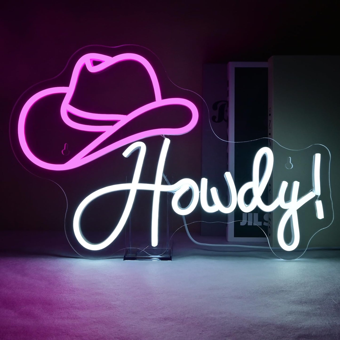 ineonlife Cowboy Hat Neon Sign Howdy Neon Lights Pink Led Neon Signs Preppy Girls for Wall Decor Light Up Sign for Bar Beer Bedroom Living Room Beauty Girls Club Decoration Gifts