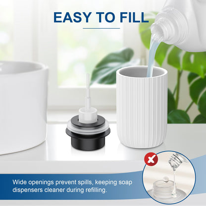 Ceramic Foaming Soap Dispenser, 12 oz Bathroom Foam Hand Soap Dispenser, Refillable Lotion Soap Dispenser with Removable Pump for Kitchen Hand Wash Dispenser, Modern Home Decor(2Pack-Black)