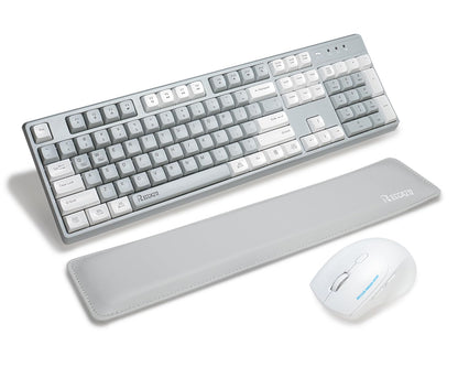 RECCAZR Wireless Keyboard and Mouse Combo with Wrist Rest, 2.4G Full-Sized Keyboard and Mouse Cordless, 3 DPI Adjustable Silent Mouse, Dual-System Keyboard for Computer/Laptop/Windows/Mac