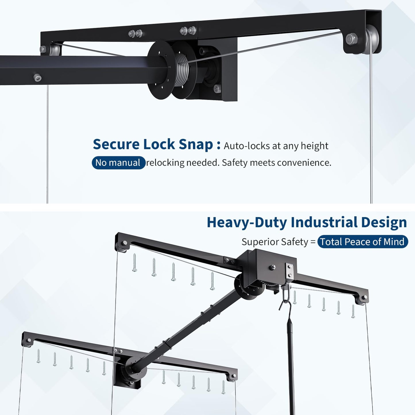 Overhead Garage Storage Rack, Adjustable 4x4 ft Ceiling Mounted Storage Racks with Dual Locking Safety System, 350 Lb Capacity Overhead Garage Storage Rack for Garage Ceiling Storage, Great for Bins