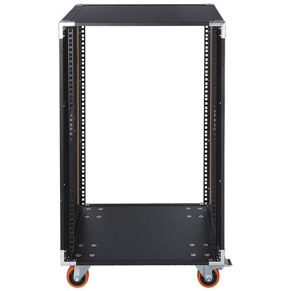 WikrOck Movable AV Gear Rack 16U 19in Mobile Floor Standing Network Device Storage Cabinet Stand - Audio Stereo Studio DJ Equipment Rack Server IT Data Devices Storage Cabinet with Castors