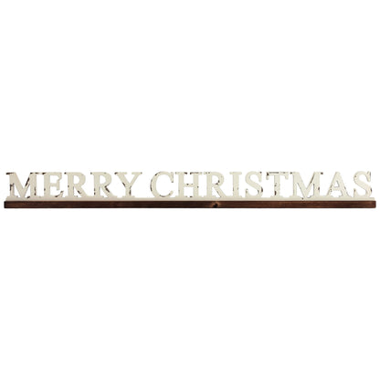 Farmhouse Merry Christmas Signs for Home Decor 36 inch, Handmade Distressed Finish White Winter Decor Christmas Wood Signs, Rustic Long Xmas Sign for Tabletop Shelf Mantle Living Room Bedroom