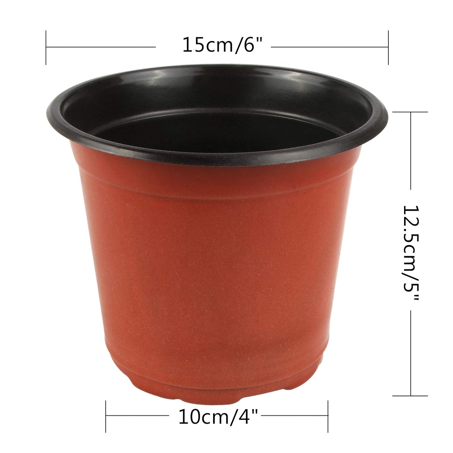 Augshy 130 Packs 6 Inches Plastic Plant Nursery Pots, Seed Starting Pot Flower Container for Succulents, Seedlings, Cuttings, Transplanting, Planter Home Docer