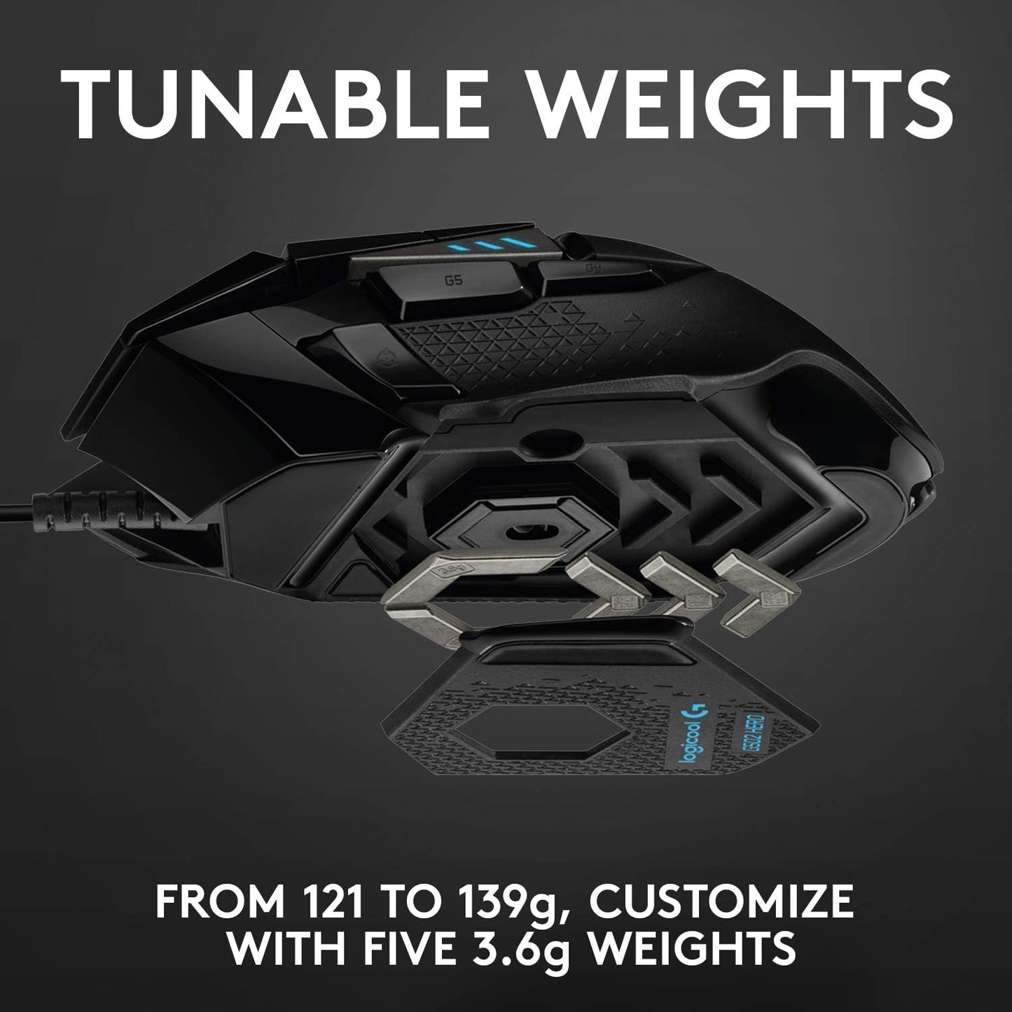Logitech G502 Lightspeed Wireless Gaming Mouse with Hero 25K Sensor, PowerPlay Compatible, Tunable Weights and Lightsync RGB - Black