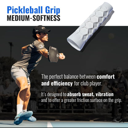 Hesacore Pickleball Paddle Grip - 5.25in - Regular Feel - Supports Tennis Elbow, Enhances Grip Strength, Reduces Vibration with Finger Support and Anti-Sweat - Medium