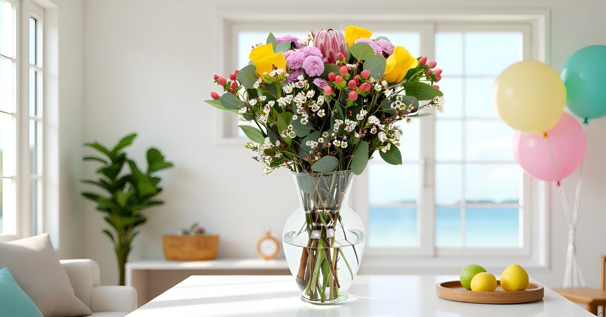 STARGAZER BARN Blooming Cheer Bouquet (Vase Included) - Hand-Tied in the USA - Fresh Flower Delivery for Birthday, Anniversary, Sympathy, Home Decor, Wedding, Mother's Day