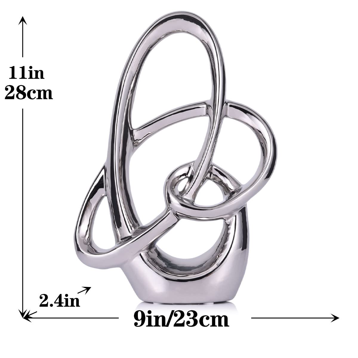 Modern Silver Decor Ceramic Statue - Abstract Home Accent & Tabletop Figurine for Living Room, Bedroom, Bathroom, Office, Shelf, Mantel - Wedding, Coffee Table, Dining Room Centerpiece Decoration