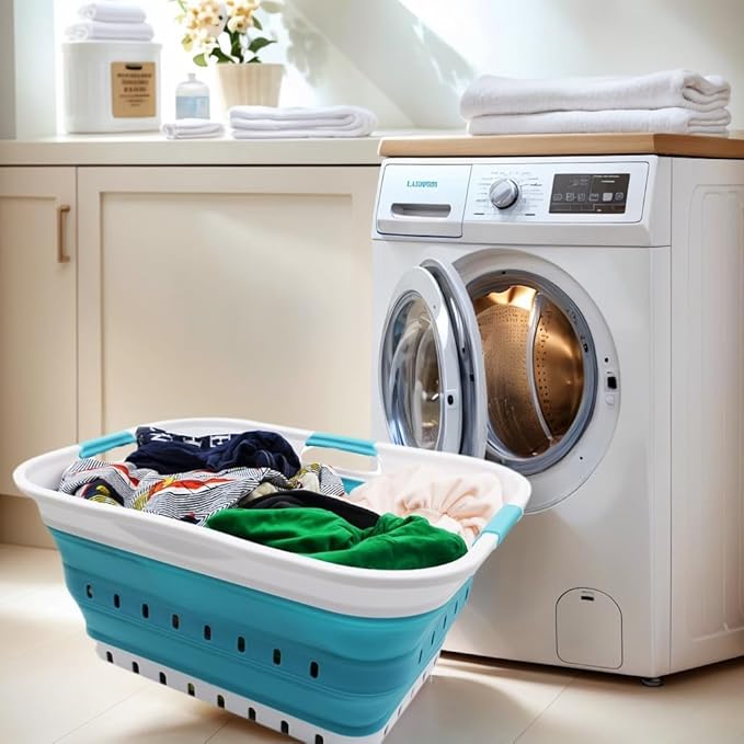 SAMMART 42L Collapsible Plastic Laundry Basket