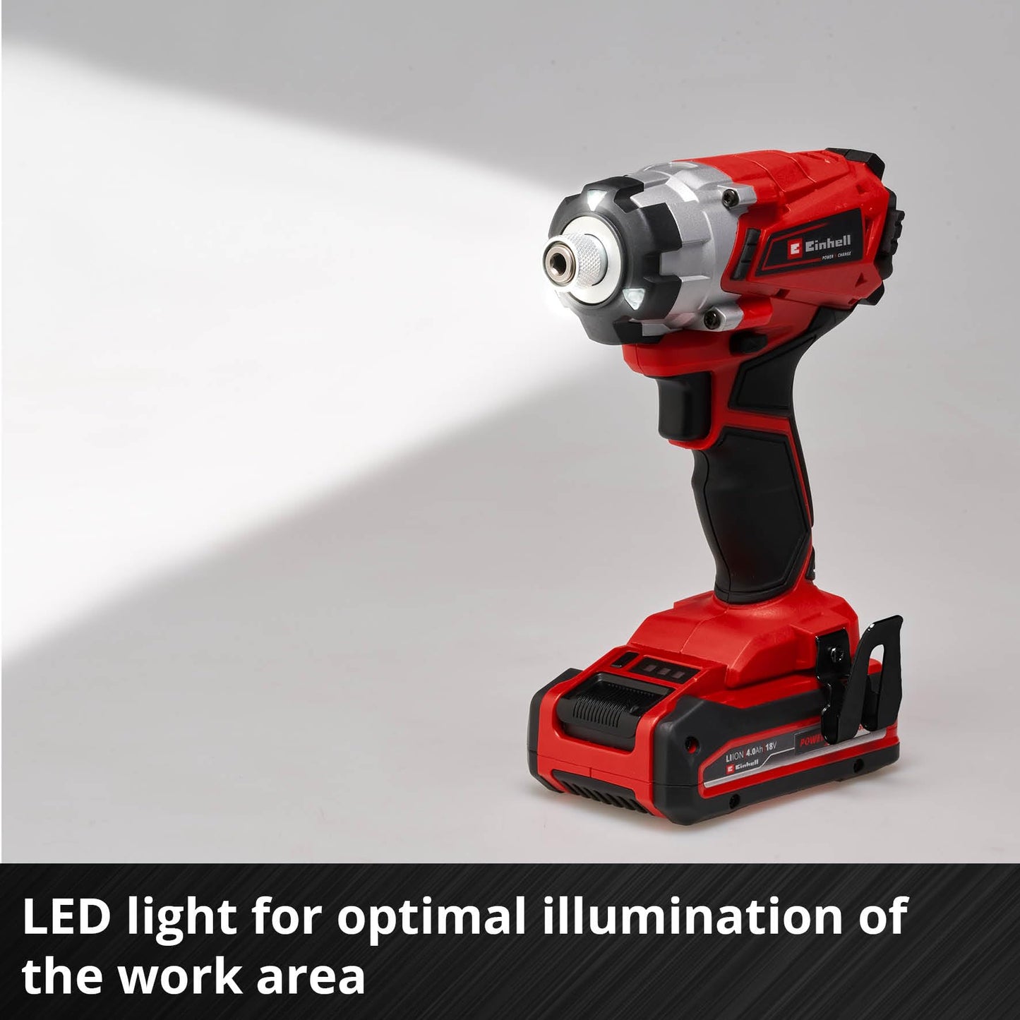 Einhell Power X-Change 140Nm Cordless Impact Driver - 18V, 2300 RPM, 1/4" Hex Bit Mount, LED Light - TE-CI 18/1 Li Solo Battery Powered Impact Drill (Battery Not Included), Red